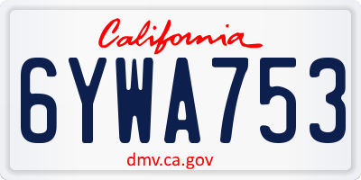 CA license plate 6YWA753