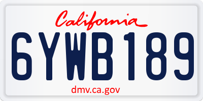 CA license plate 6YWB189