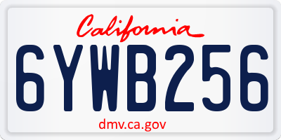 CA license plate 6YWB256