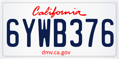 CA license plate 6YWB376