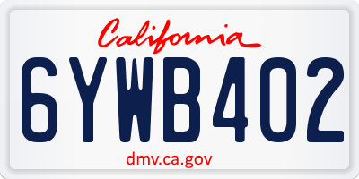 CA license plate 6YWB402