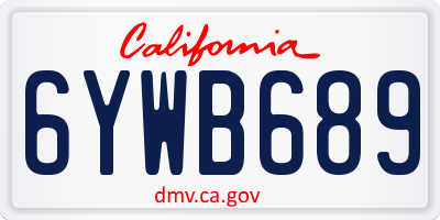 CA license plate 6YWB689