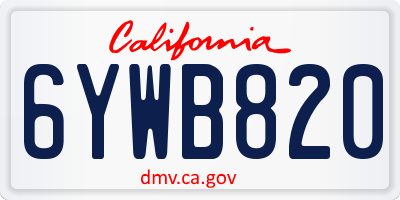 CA license plate 6YWB820