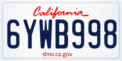 CA license plate 6YWB998