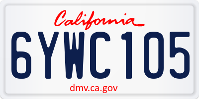 CA license plate 6YWC105