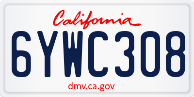 CA license plate 6YWC308