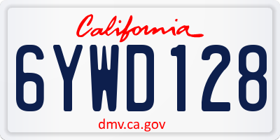 CA license plate 6YWD128
