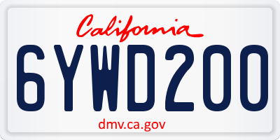 CA license plate 6YWD200