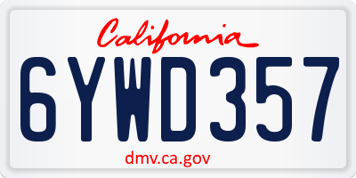 CA license plate 6YWD357
