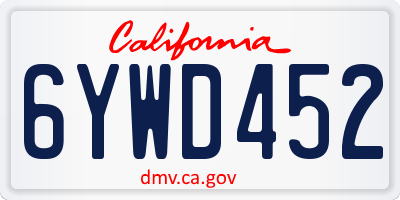 CA license plate 6YWD452