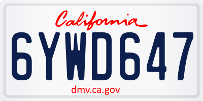 CA license plate 6YWD647