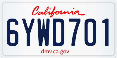 CA license plate 6YWD701