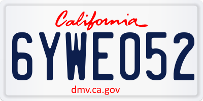 CA license plate 6YWE052