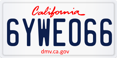 CA license plate 6YWE066
