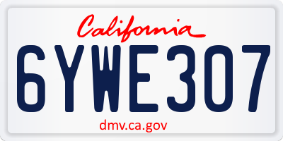 CA license plate 6YWE307