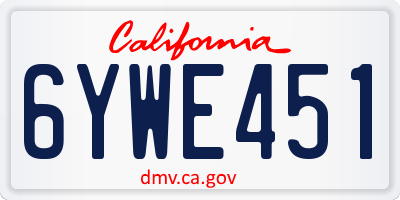 CA license plate 6YWE451