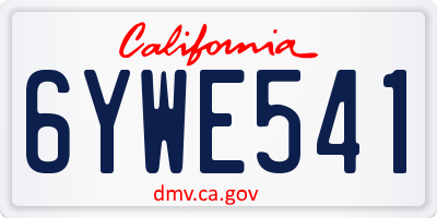CA license plate 6YWE541