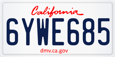 CA license plate 6YWE685