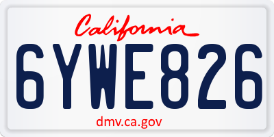 CA license plate 6YWE826
