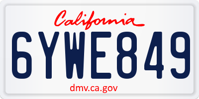 CA license plate 6YWE849