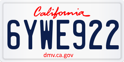 CA license plate 6YWE922