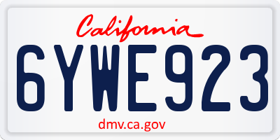 CA license plate 6YWE923