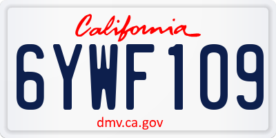 CA license plate 6YWF109