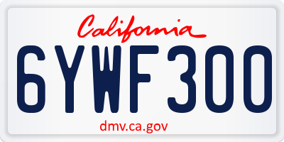 CA license plate 6YWF300