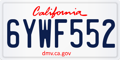 CA license plate 6YWF552