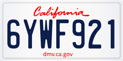 CA license plate 6YWF921