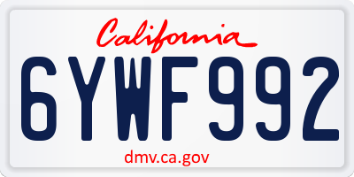 CA license plate 6YWF992