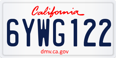 CA license plate 6YWG122