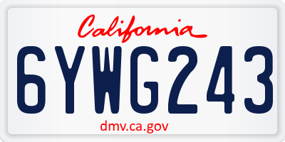 CA license plate 6YWG243