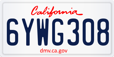 CA license plate 6YWG308