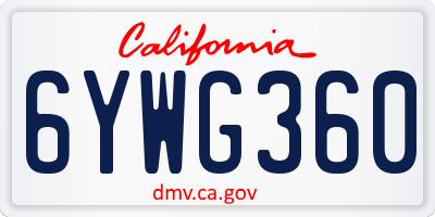 CA license plate 6YWG360