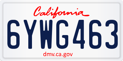 CA license plate 6YWG463