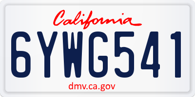 CA license plate 6YWG541