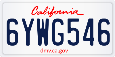 CA license plate 6YWG546