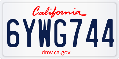 CA license plate 6YWG744