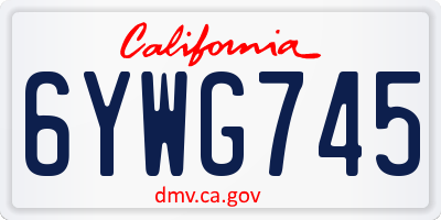 CA license plate 6YWG745