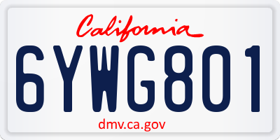 CA license plate 6YWG801