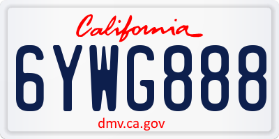CA license plate 6YWG888