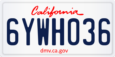 CA license plate 6YWH036