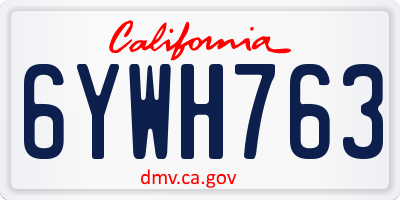 CA license plate 6YWH763