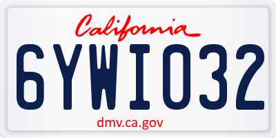 CA license plate 6YWI032