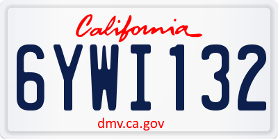 CA license plate 6YWI132