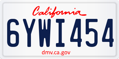 CA license plate 6YWI454