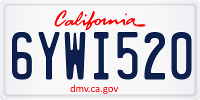 CA license plate 6YWI520