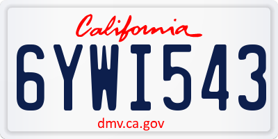 CA license plate 6YWI543