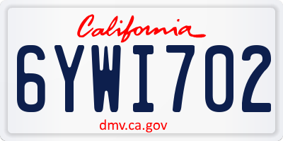 CA license plate 6YWI702